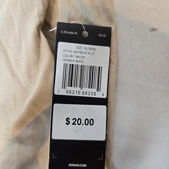 Adidas Boys Outdoor Court Tee in Tan, various sizes, NWT - Picture 5 of 5